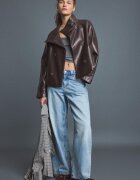 Stradivarius Trenci Scurt Din Imitație De Piele Gri Marengo L