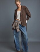 Stradivarius Trenci Scurt Fluid Cu Cordon Maro L