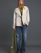 Stradivarius Trenci Scurt Fluid Cu Cordon Piatră S