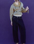Stradivarius Trenci Scurt Reversibil În Carouri Kaki M