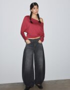 Stradivarius Tricou Asimetric Cu Efect De Brâu Roșu Închis S
