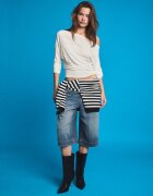 Stradivarius Tricou Asimetric Din Modal Ecru L