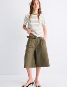 Stradivarius Tricou B01 Regular Cu Dungi Kaki Xl