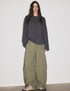 Stradivarius Tricou Boxy Cu Mânecă Lungă Gri Închis S