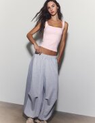 Stradivarius Tricou Cu Bretele Late Roz Pastel S