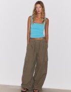 Stradivarius Tricou Cu Bretele Late Turcoaz L