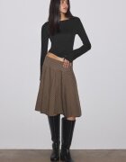 Stradivarius Tricou Cu Guler Bărcuță Și Mânecă Lungă Negru Xl