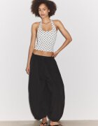 Stradivarius Tricou Cu Guler Halter Și Buline Gri Deschis Xs