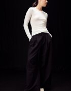 Stradivarius Tricou Cu Mânecă Lungă 100% Bumbac Supima® Ecru M