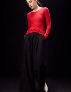 Stradivarius Tricou Cu Mânecă Lungă 100% Bumbac Supima® Roșu Închis Xs