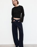 Stradivarius Tricou Cu Mânecă Lungă B11 Cu Talie Ajustată Negru M