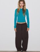 Stradivarius Tricou Cu Mânecă Lungă Și Guler Rotund Truquesa Xl