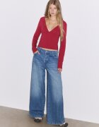Stradivarius Tricou Cu Mânecă Lungă Și Tăietură Sub Bust Roșu M