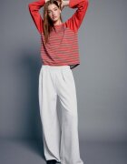 Stradivarius Tricou Cu Mânecă Raglan Și Dungi Roșu M