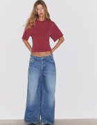 Stradivarius Tricou Cu Mânecă Scurtă Japoneză Roșu Închis L