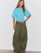 Stradivarius Tricou Cu Mânecă Scurtă Japoneză Turcoaz Xs