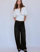 Stradivarius Tricou Cu Mânecă Scurtă Și Decolteu Bărcuță Alb Xxs