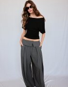 Stradivarius Tricou Cu Mânecă Scurtă Și Decolteu Bărcuță Negru Xl