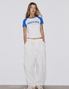 Stradivarius Tricou Cu Mânecă Scurtă Și Imprimeu Ecru Xs
