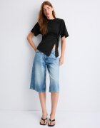 Stradivarius Tricou Cu Mânecă Scurtă Și Nod Negru M
