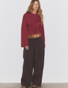 Stradivarius Tricou Cu Mâneci Roșu Închis S