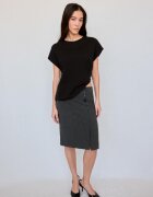 Stradivarius Tricou De Bază B06 Cu Mânecă Căzută Negru S