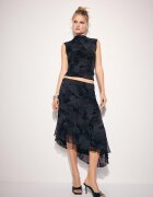 Stradivarius Tricou Fără Mâneci Cu Guler Horn Și Textură Flocată Gri Marengo Xl