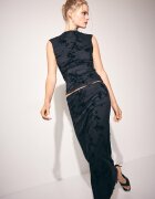 Stradivarius Tricou Flocat Cu Guler Horn Și Fără Mâneci Negru Xs