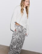 Stradivarius Tricou Oversize Cu Mânecă Lungă Ecru Xs