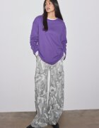 Stradivarius Tricou Oversize Mânecă Lungă Mov L