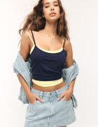Stradivarius Tricou Simplu Cu Bretele Bleumarin Închis M