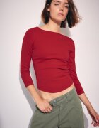 Stradivarius Tricou Simplu Cu Guler Barcă Roșu Xs