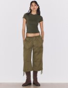 Stradivarius Tricou Simplu Cu Mânecă Scurtă Și Guler Rotund Kaki S