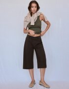 Stradivarius Tricou Spate Tip Înotător Din Bumbac Rib Kaki Xl