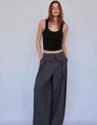 Stradivarius Tricou Spate Tip Înotător Din Bumbac Rib Negru Xl