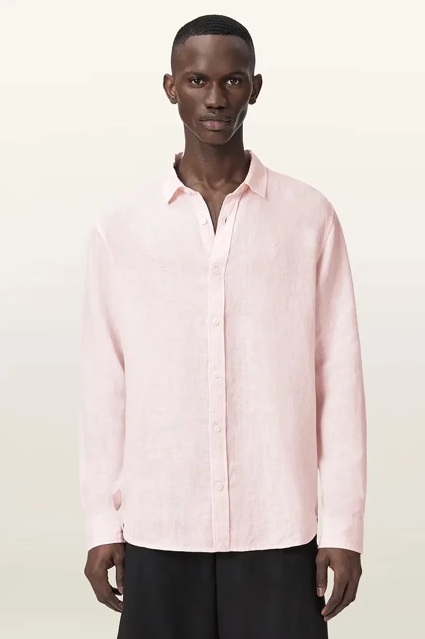 AllSaints cămașă pentru bărbați din in LOOM