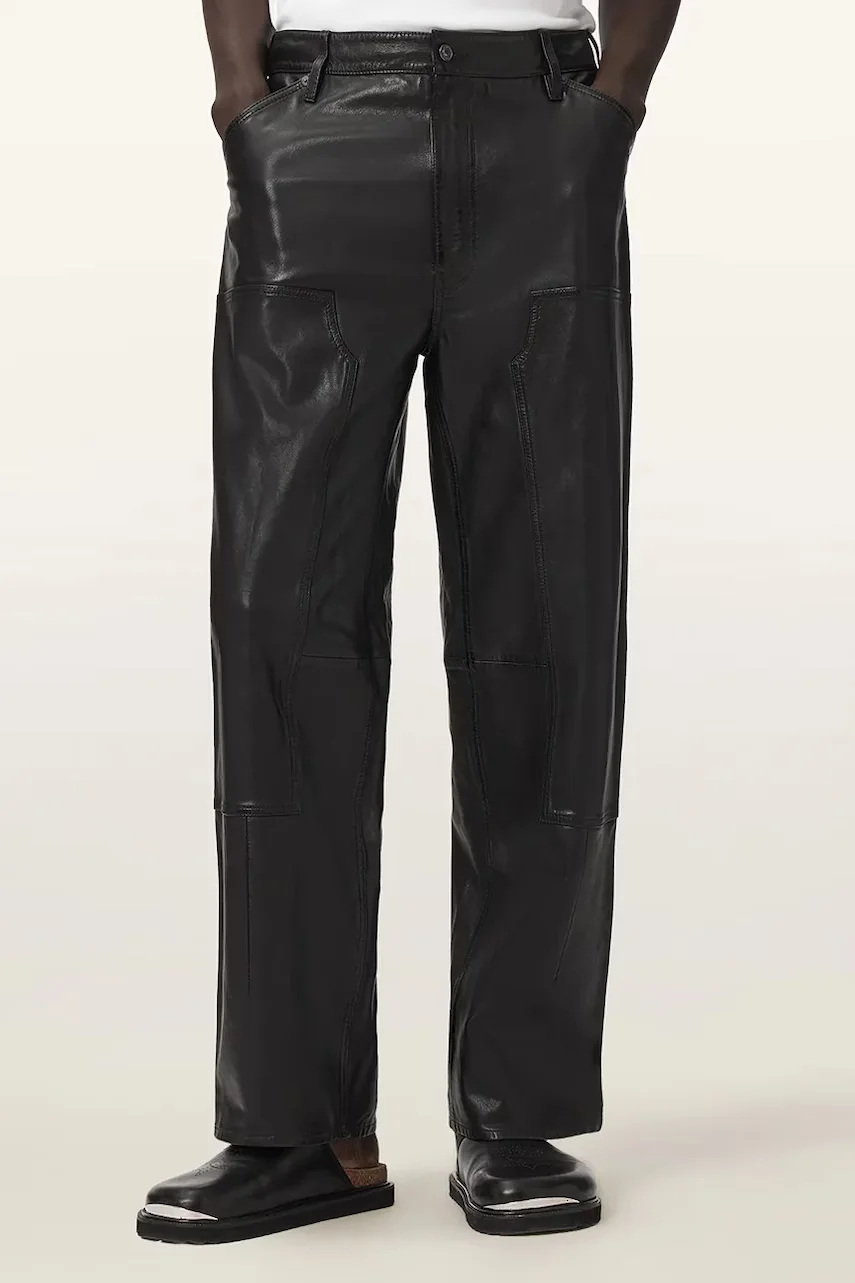 AllSaints pantaloni pentru bărbați din piele CARVER