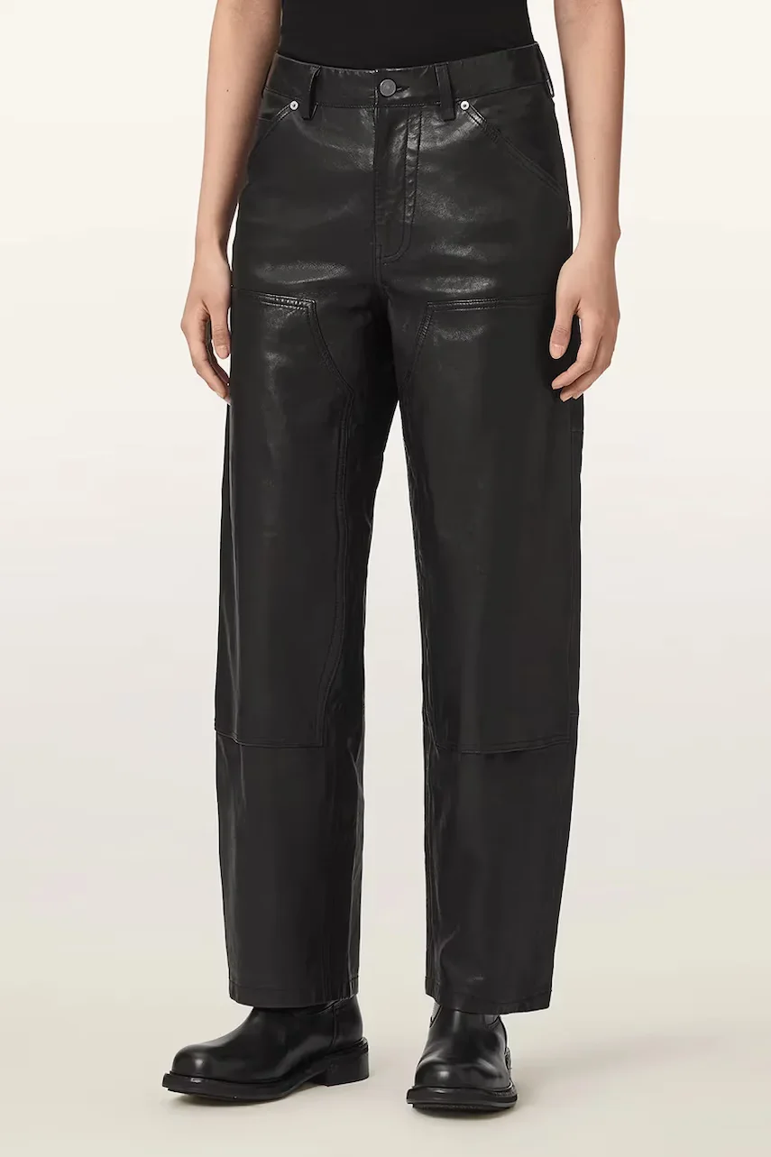 AllSaints pantaloni pentru femei din piele MANTA