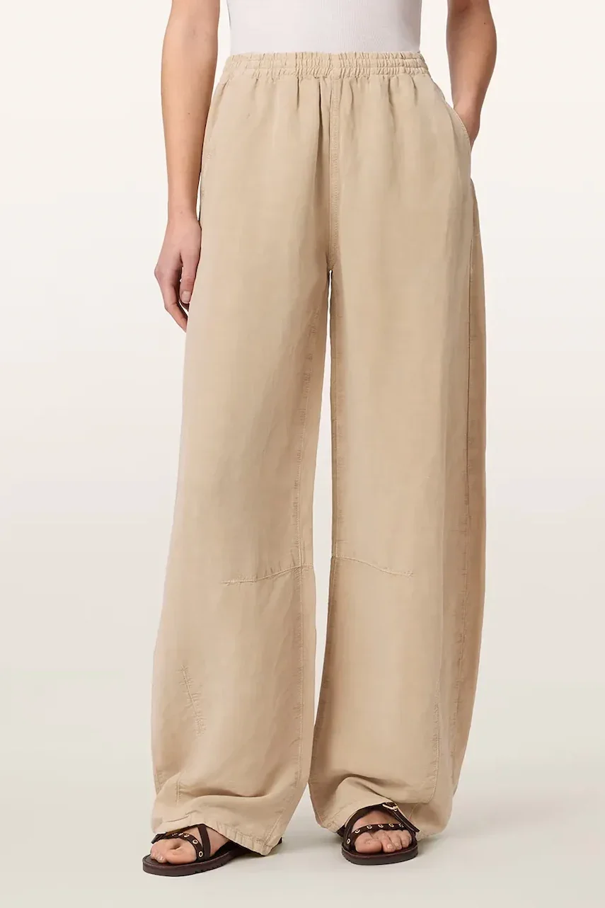 AllSaints pantaloni wide leg pentru femei cu amestec de in JETT