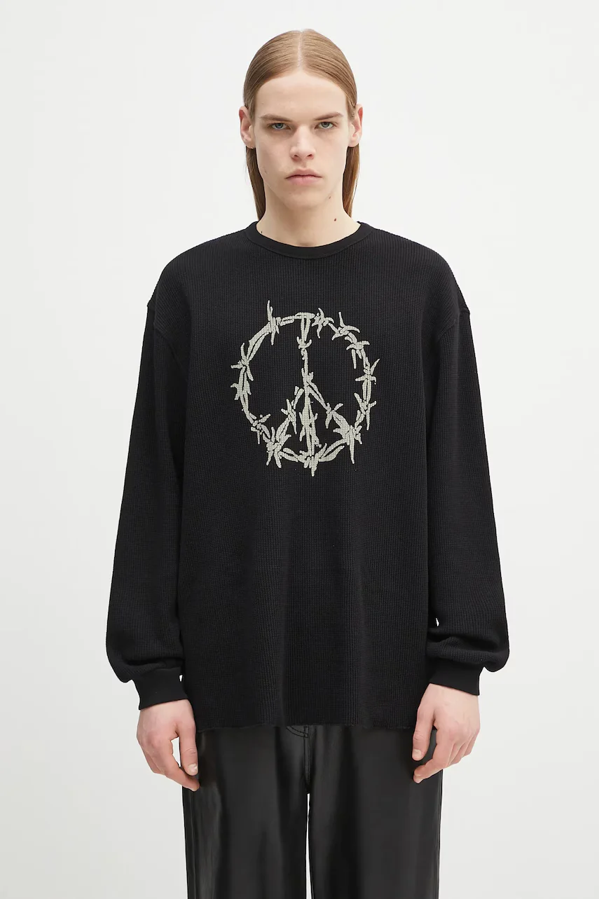 Aries hanorac de bumbac Peace Press Gothic Waffle LS Tee
