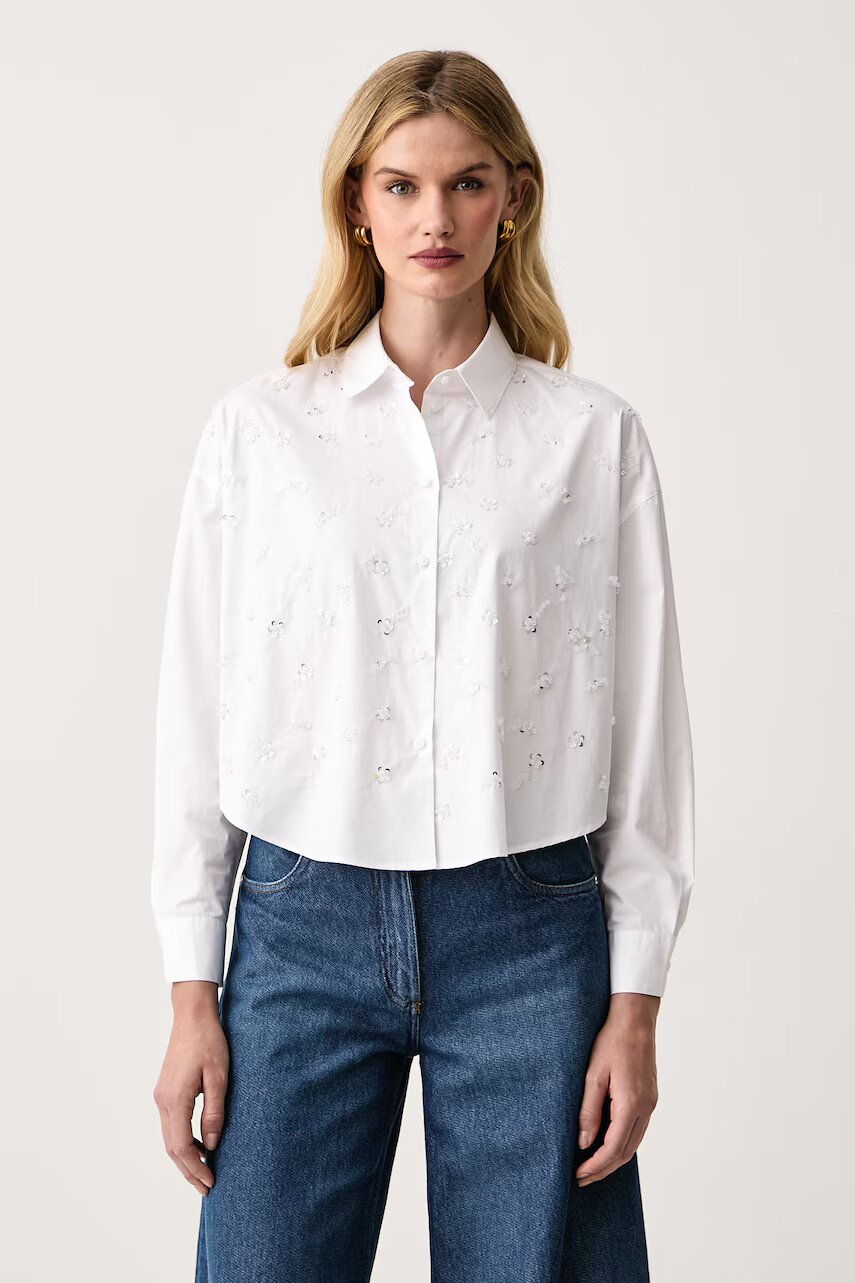 Armani Exchange cămașă de damă din bumbac