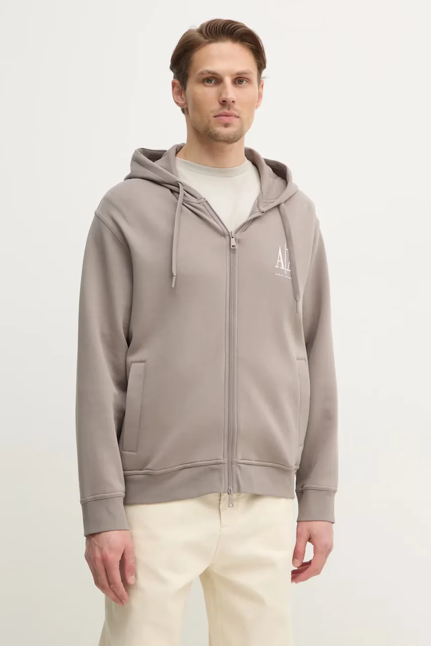 Armani Exchange hanorac cu fermoar și glugă pentru bărbați cu bumbac