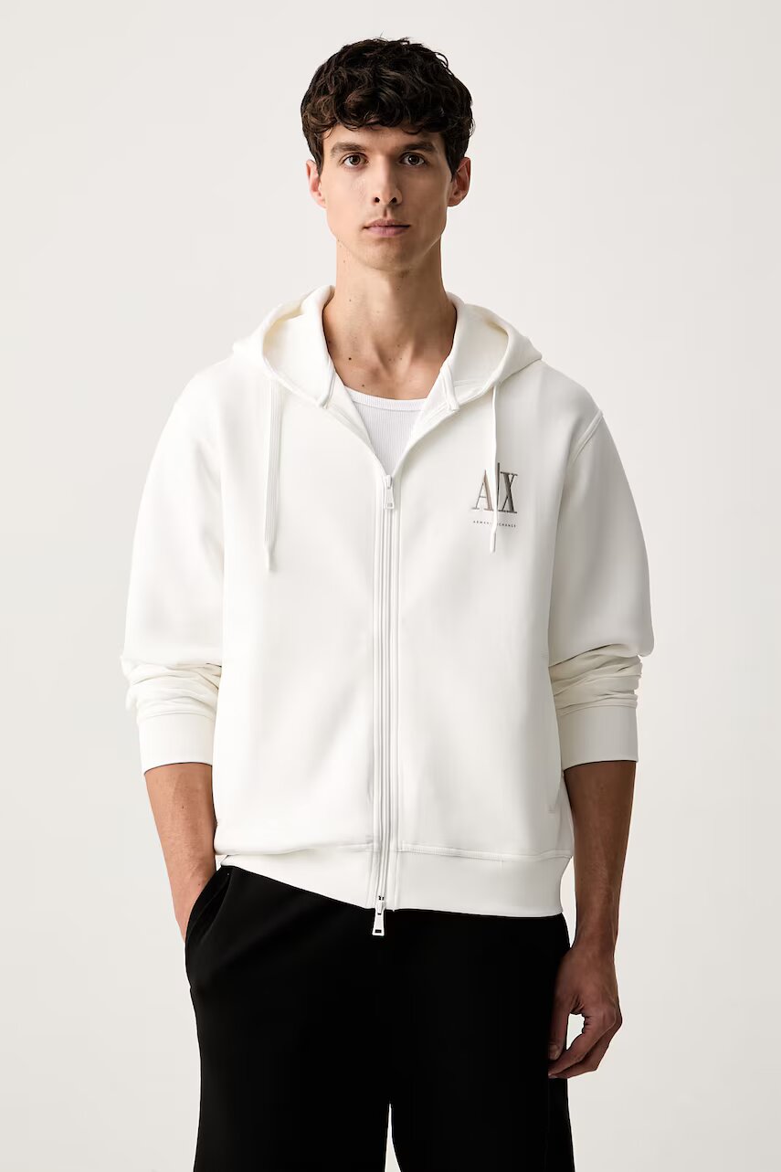 Armani Exchange hanorac cu fermoar și glugă pentru bărbați cu bumbac