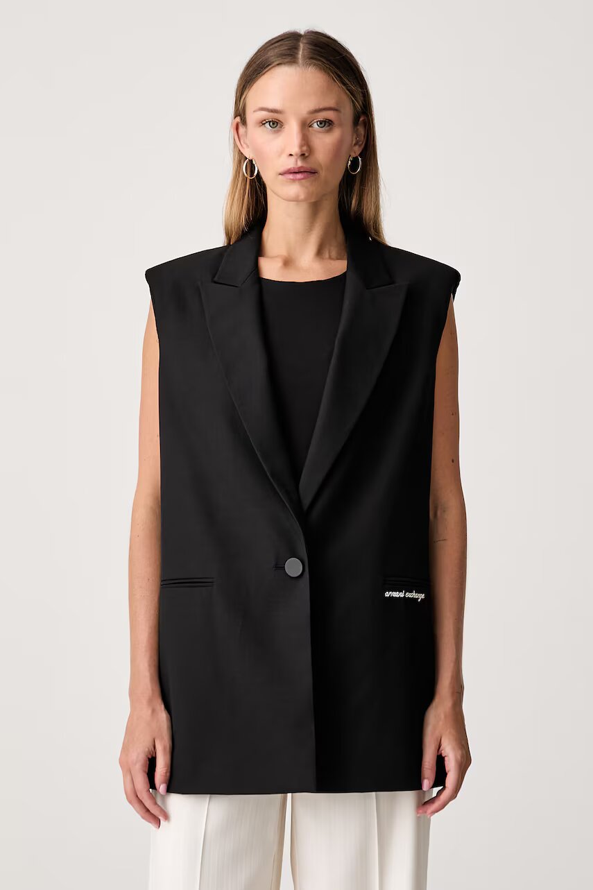 Armani Exchange vestă cu un singur rând de nasturi pentru femei cu amestec de lână