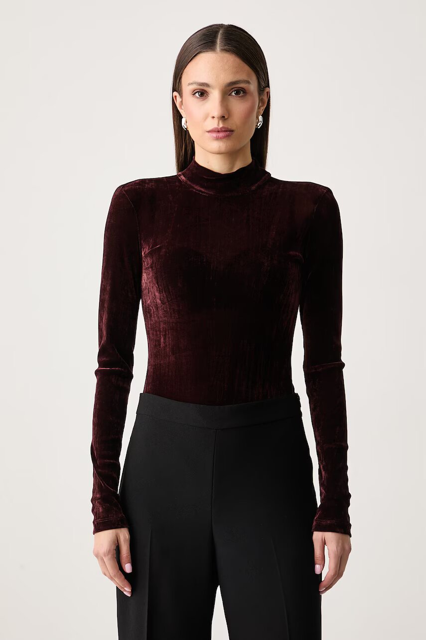 Bardot body pentru femei din velur ROSALIA