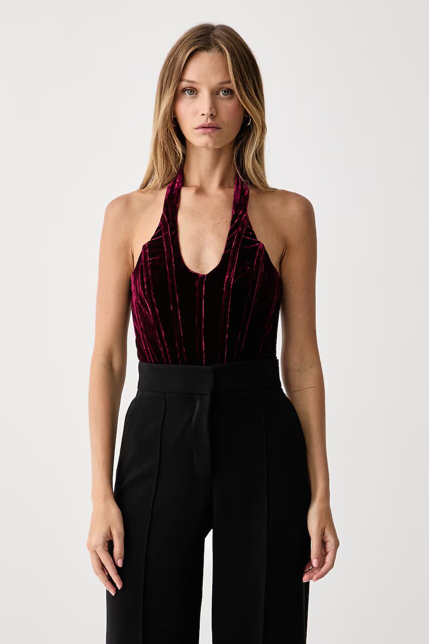 Bardot body pentru femei din velur TREY