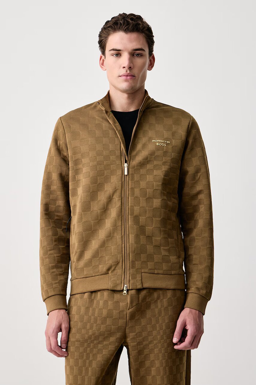BOSS Green hanorac cu fermoar pentru bărbați BOSS x Porsche