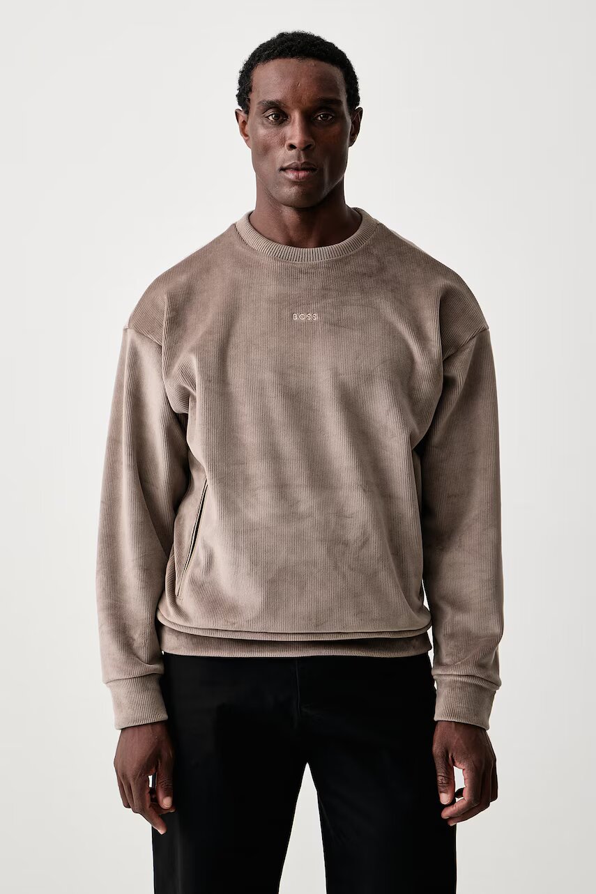 BOSS Green hanorac pentru bărbați din velur SW_Cord Sweat