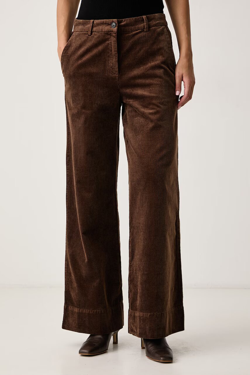 BOSS Orange pantaloni pentru femei din catifea reiată C_Tacodi2-D