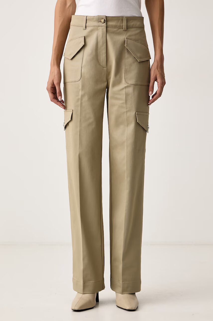 BOSS Orange pantaloni straight pentru femei din bumbac cu elastan C_Tastraight